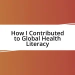 How I Contributed to Global Health Literacy