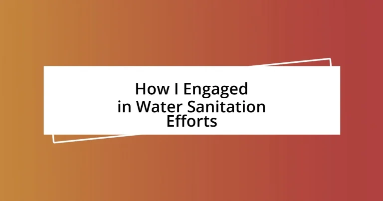 How I Engaged in Water Sanitation Efforts