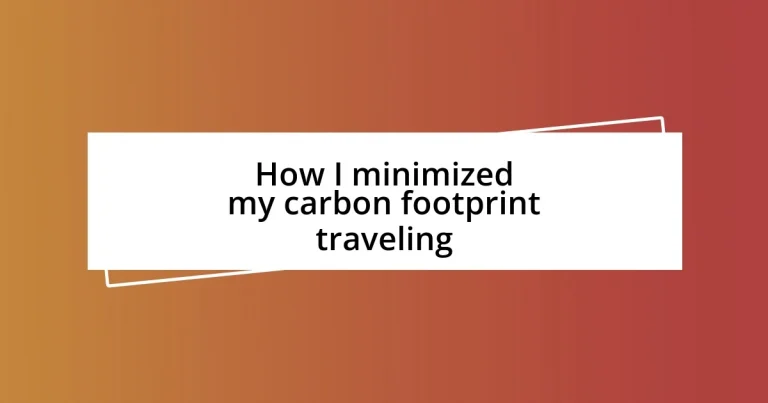 How I minimized my carbon footprint traveling