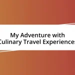 My Adventure with Culinary Travel Experiences