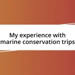 My experience with marine conservation trips