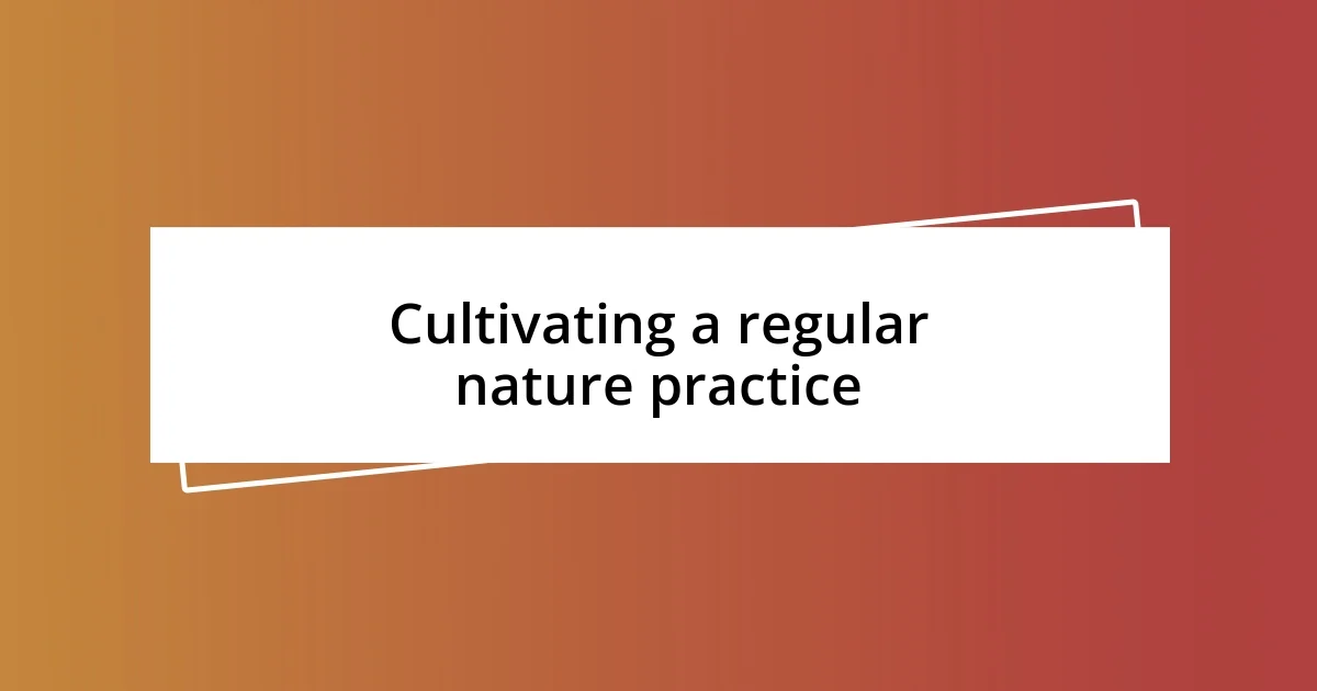 Cultivating a regular nature practice