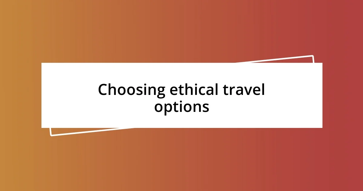 Choosing ethical travel options