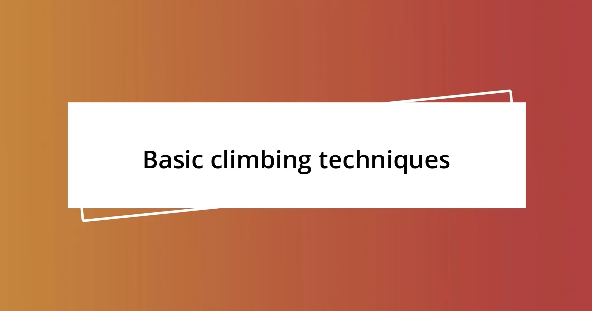 Basic climbing techniques