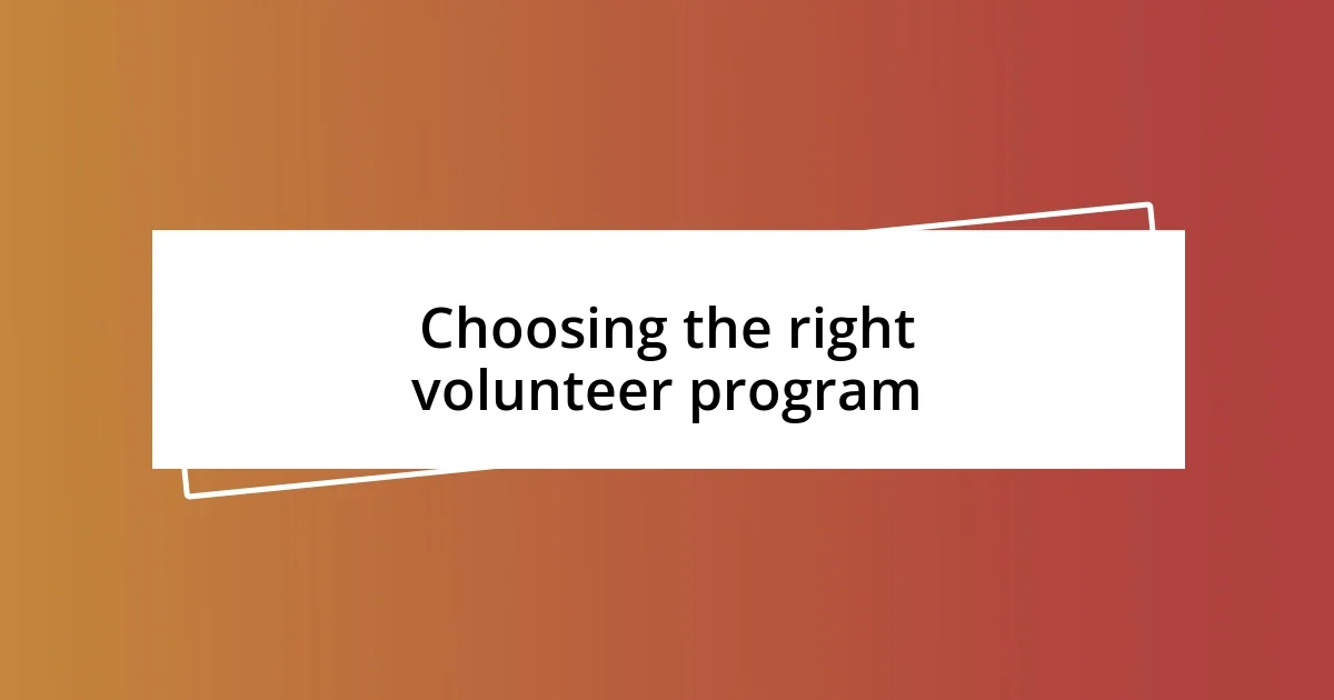 Choosing the right volunteer program